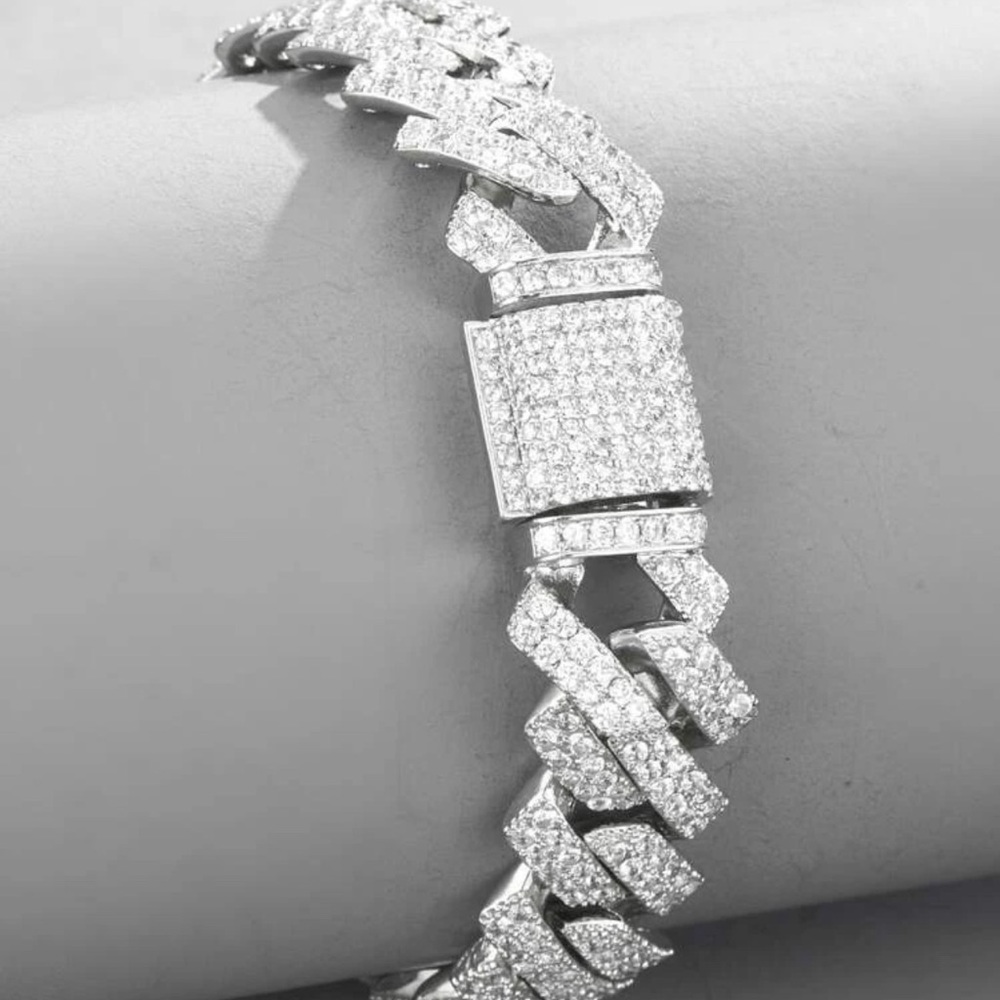 Men Silver Punk Hip Hop Style Bracelet - Picture 2 of 4